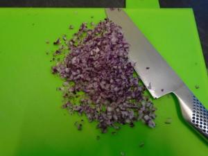 Chop ½ a medium-sized onion very finely