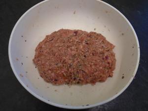 Combine everything together until the mince stops looking like strands of meat and more like a smooth paste