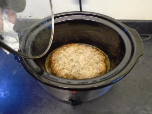 Cook on low for 6–8 hours – it looks pretty gross but the good thing is that all the fat leaks out so it's not left in the meat at the end!