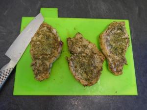 When golden & cooked through, remove the pork from the pan and leave to rest