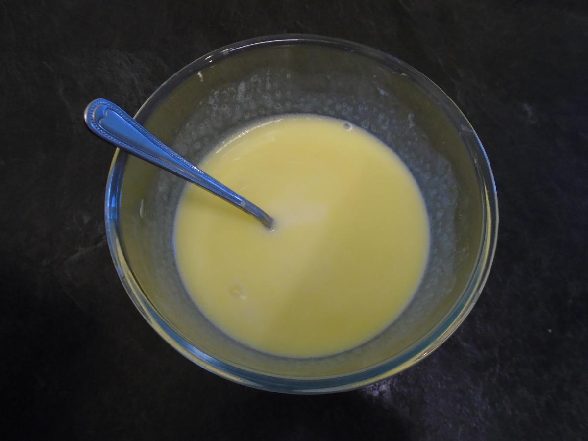 Gently heat 185ml milk and 50g butter until just melted